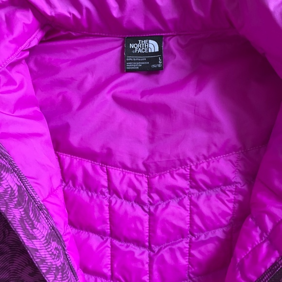 The North Face Girls Thermoball Full Zip Winter Coat Jacket Magenta Purple Sz L - Picture 10 of 12